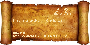 Lichtnecker Kadosa névjegykártya